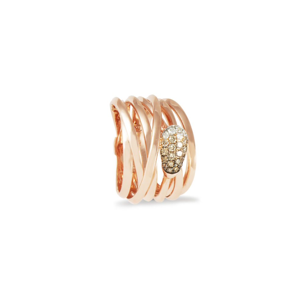 Anello in oro rosa con diamanti bianchi e brown Collezione Gomitolo Oro 18 carati Diamanti bianchi: carati 0,06 - qualità G/VS
