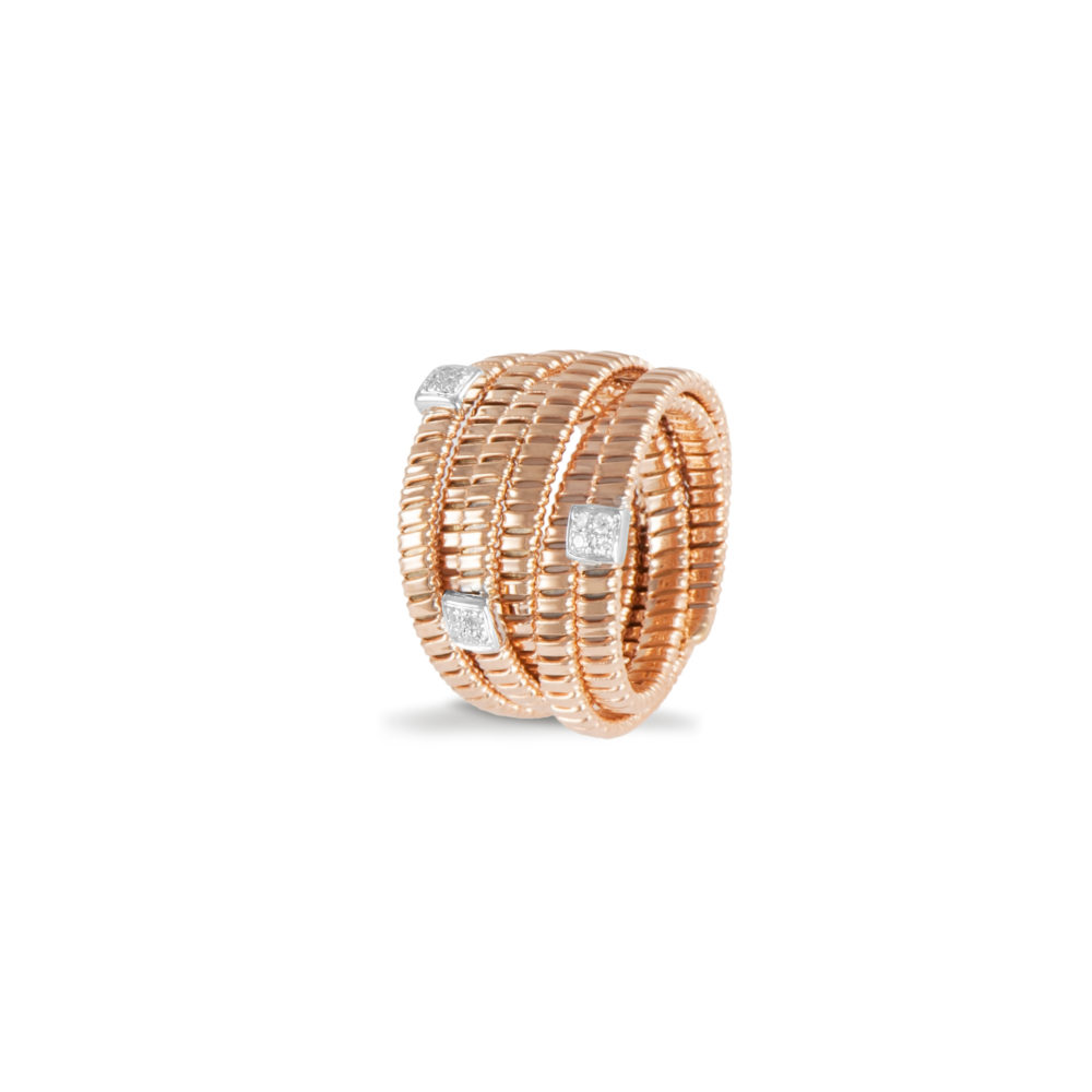 Anello in oro rosa con diamanti bianchi Collezione Bundles Oro 18 carati Diamanti bianchi: carati 0,10 - qualità G/VS