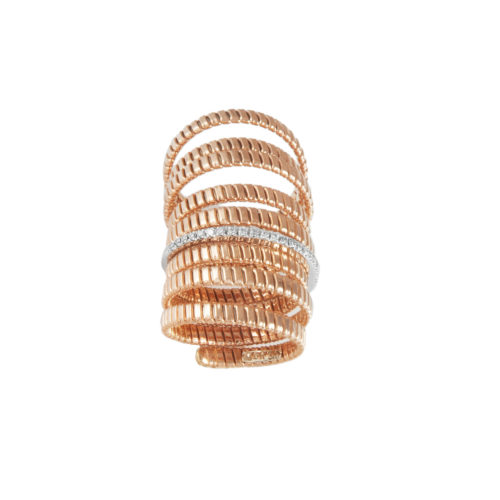 Anello in oro rosa con diamanti bianchi Collezione Bundles Oro 18 carati Diamanti bianchi: carati 0,16 - qualità G/VS