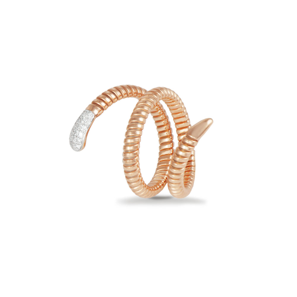 Anello in oro rosa con diamanti bianchi Collezione Snake Oro 18 carati Diamanti bianchi: carati 0,13 - qualità G/VS