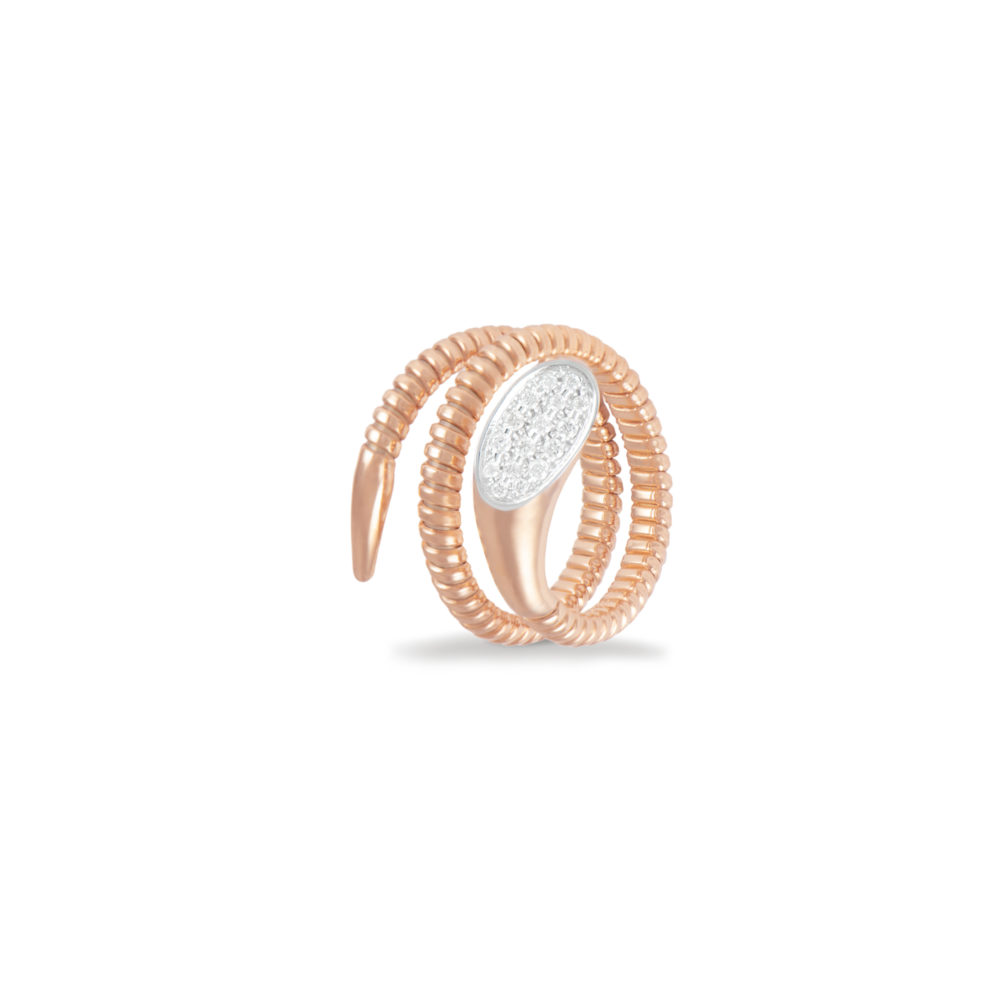 Anello in oro rosa con diamanti bianchi Collezione Snake K di Kuore