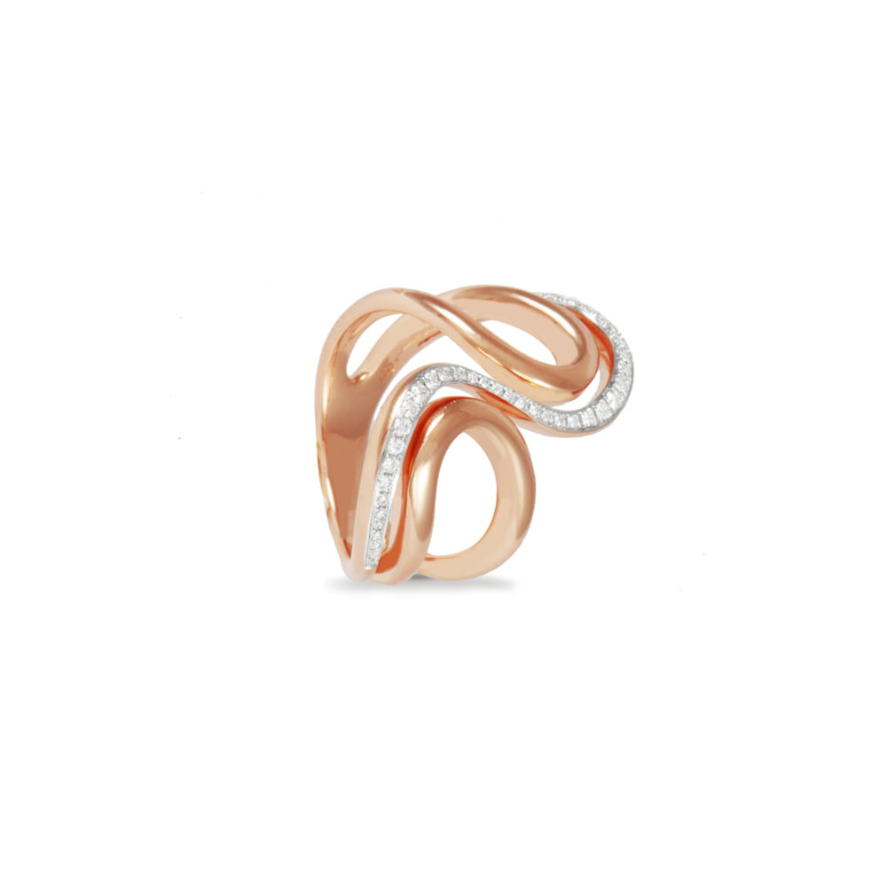 Anello in oro rosa con diamanti bianchi Collezione Intrecci Oro 18 carati Diamanti bianchi: carati 0,24 - qualità G/VS