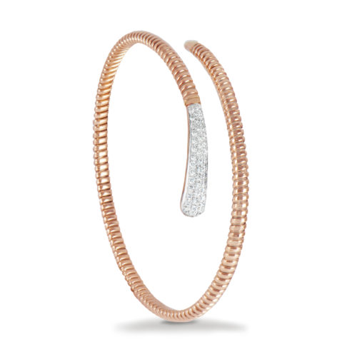 Bracciale in oro rosa con diamanti bianchi Collezione Snake Oro 18 carati Diamanti bianchi: carati 0,30 - qualità G/VS