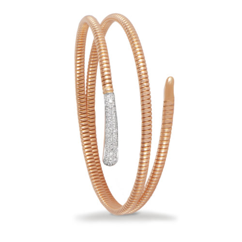 Bracciale in oro rosa con diamanti bianchi Collezione Snake Oro 18 carati Diamanti bianchi: carati 0,30 - qualità G/VS