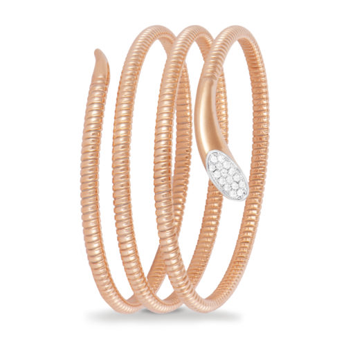 Bracciale in oro rosa con diamanti bianchi Collezione Snake Oro 18 carati Diamanti bianchi: carati 0,13 - qualità G/VS