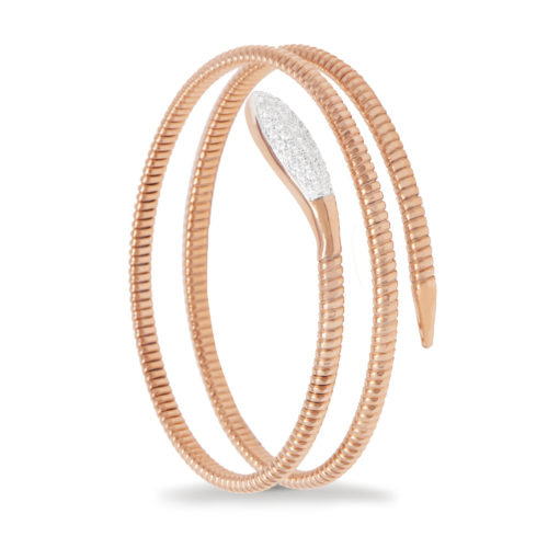 Bracciale in oro rosa con diamanti bianchi Collezione Snake Oro 18 carati Diamanti bianchi: carati 0,43 - qualità G/VS