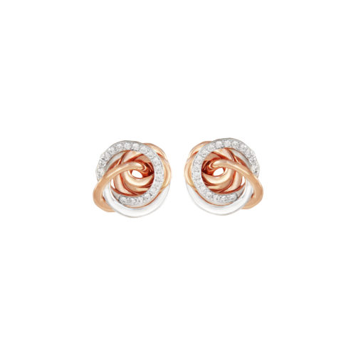 Orecchini in oro rosa e bianco con diamanti bianchi Collezione Circles Oro 18 carati Diamanti bianchi: carati 0,23 - qualità G/VS