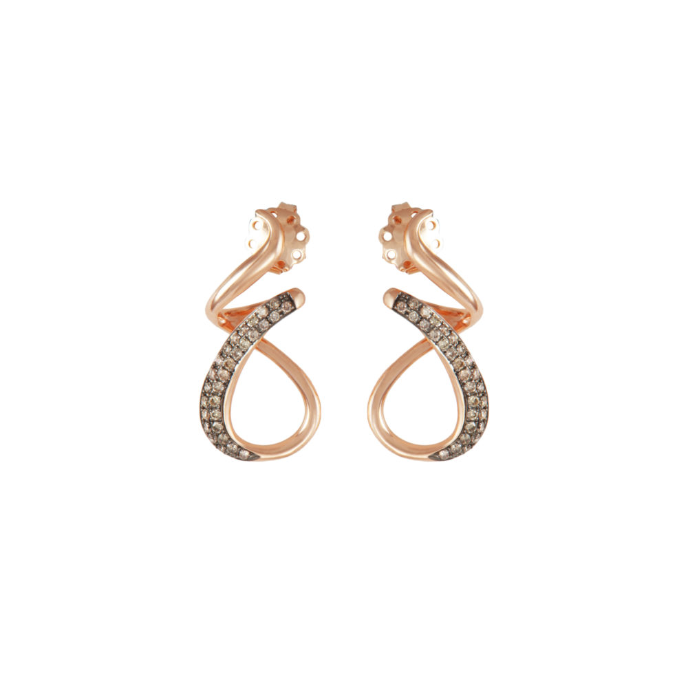 Orecchini in oro rosa con diamanti brown Collezione Intrecci Oro 18 carati Diamanti brown: carati 0,42