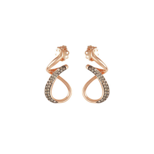 Orecchini in oro rosa con diamanti brown Collezione Intrecci Oro 18 carati Diamanti brown: carati 0,42