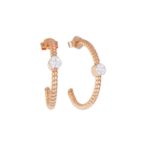 Pink gold ring with white diamonds