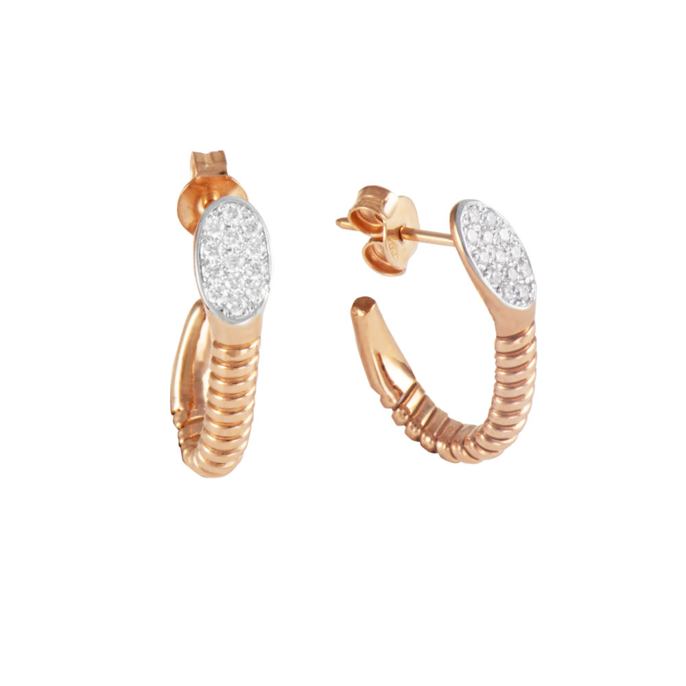 Orecchini in oro rosa con diamanti bianchi Collezione Snake Oro 18 carati Diamanti bianchi: carati 0,21 - qualità G/VS