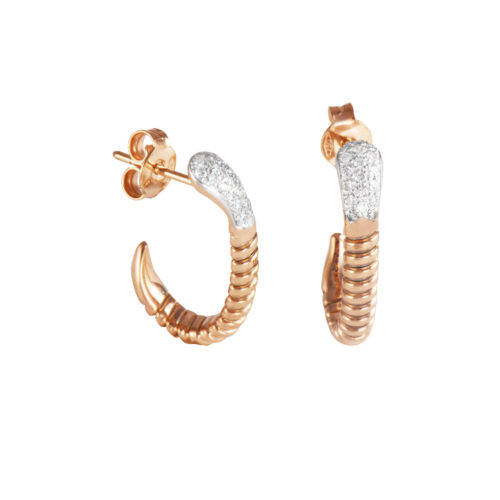 Orecchini in oro rosa con diamanti bianchi Collezione Snake Oro 18 carati Diamanti bianchi: carati 0,25 - qualità G/VS