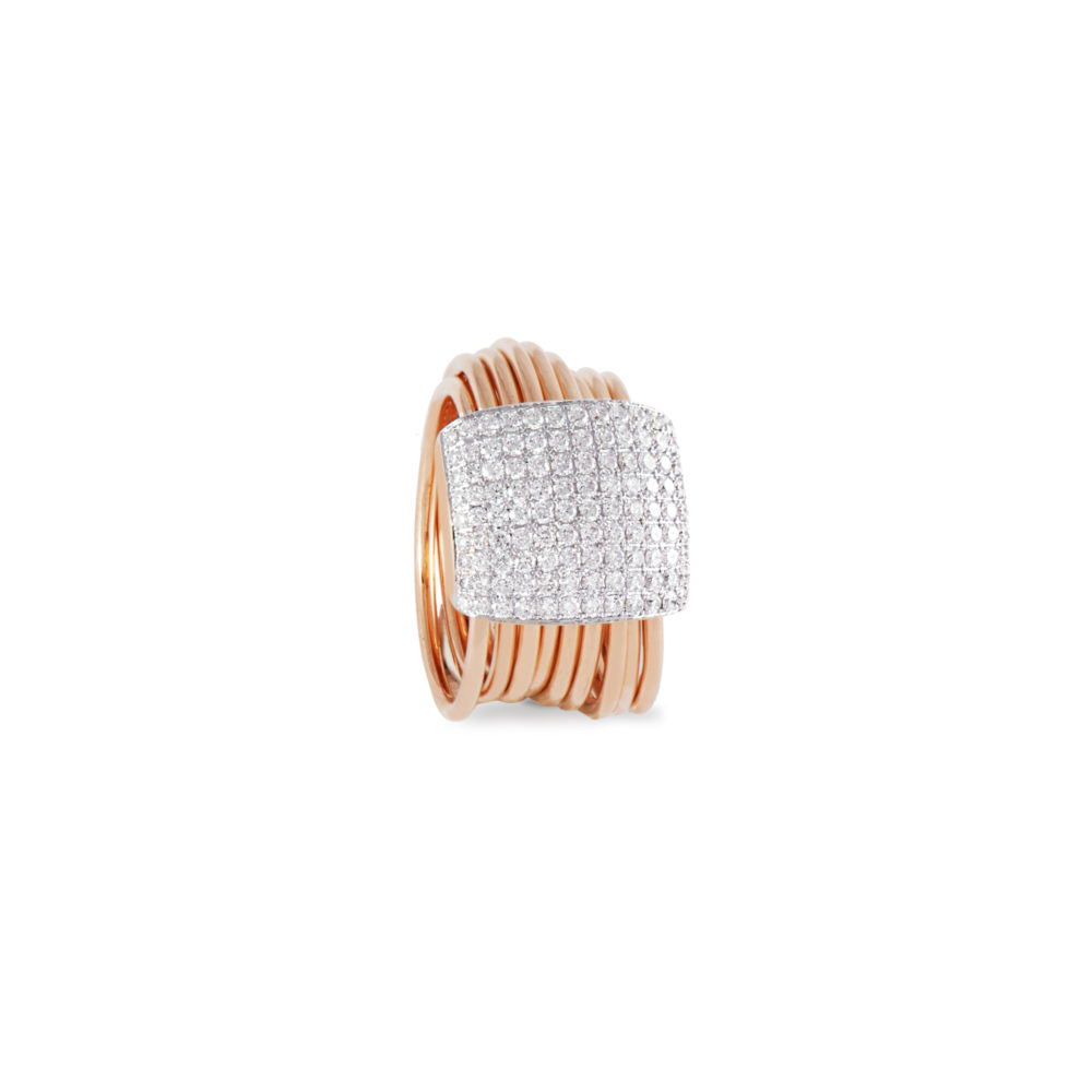 Anello in oro rosa con diamanti bianchi Collezione Saturn Oro 18 carati Diamanti bianchi: carati 0,92 - qualità G/VS