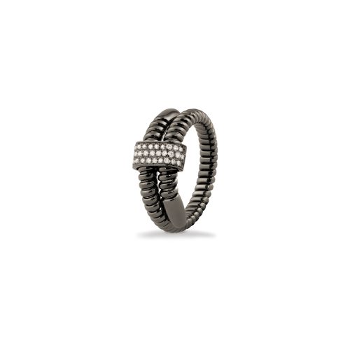 Anello in oro nero con diamanti bianchi 435646 - Collezione Flow - K di Kuore