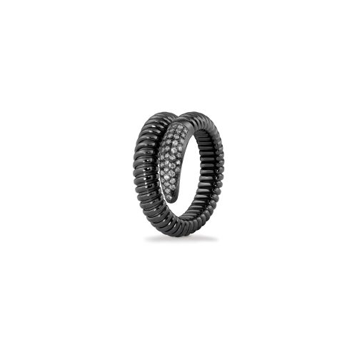 Anello in oro nero con diamanti bianchi 435647 - Collezione Panther - K di Kuore