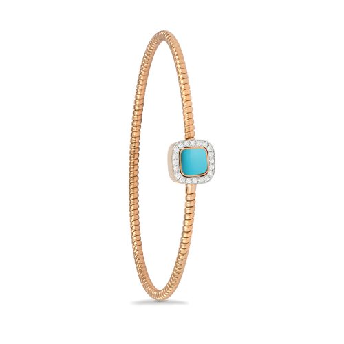 Pink gold bracelet with white diamonds and turquoise 442183 - In & Out Collection - K di Kuore