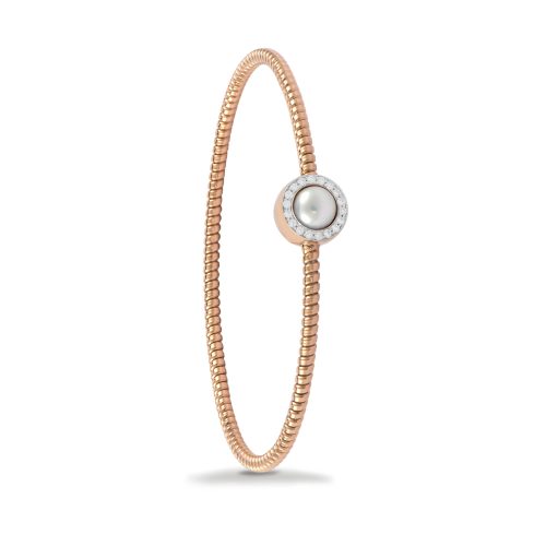 Bracciale in oro rosa con diamanti bianchi e perla 442200 - Collezione In & Out - K di Kuore